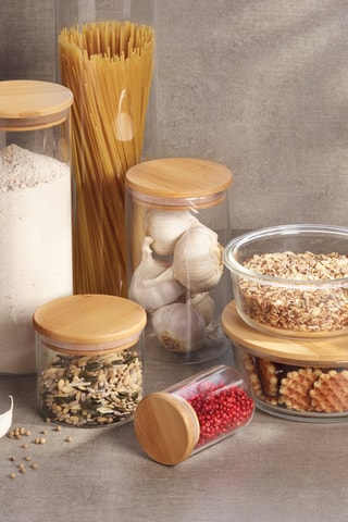 2 barattoli in vetro borosilicato con coperchi in bambù - 2 x 3 l