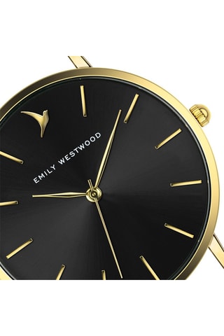 Leren Quartz Horloge - Zwart en Goudkleurig - Victoria Walls