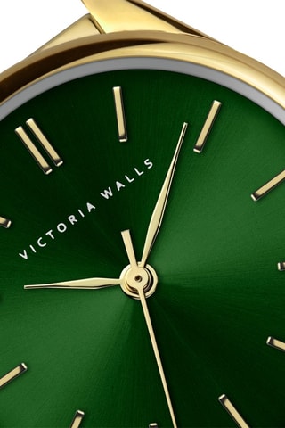 Roestvrijstalen Quartz Horloge - Goudkleurig en Groen - Victoria Walls