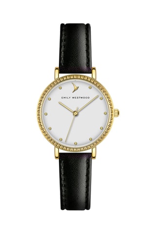 Leren Quartz Horloge - Wit en Goudkleurig - Emily Westwood