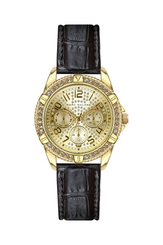 Leren Quartz Horloge met Echt Kristal - Monica Monaco