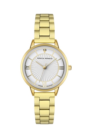 Stalen Quartz Horloge met Diamant - Monica Monaco