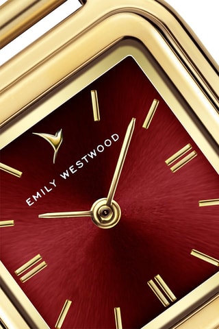 Roestvrijstalen Quartz Horloge - Goudkleurig en Bordeauxrood - Emily Westwood