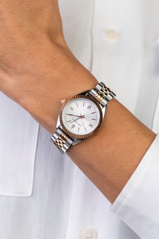 Reloj de cuarzo de acero - Plateado y rosa dorado 