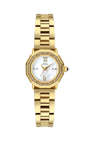 Reloj de cuarzo de acero y nácar - Dorado - Marc Malone