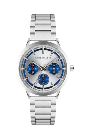 Stalen Quartz Horloge - Zilverkleurig - Marc Malone