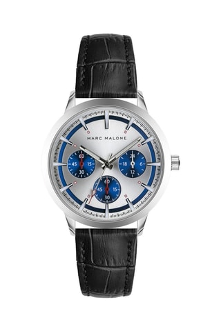 Leren Quartz Horloge - Zwart - Marc Malone