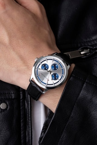 Leren Quartz Horloge - Zwart - Marc Malone