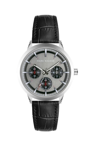 Leren Quartz Horloge - Zwart - Marc Malone
