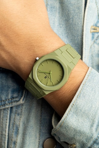 Polycarbonaat Quartz Horloge - Olijfgroen