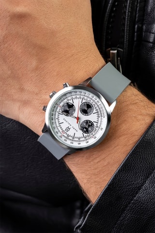 Silicone Quartz Horloge - Grijs en Zilverkleurig