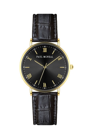 Leren Quartz Horloge - Zwart - Paul McNeal