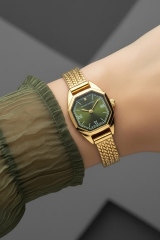 Stalen Quartz Horloge met Diamanten