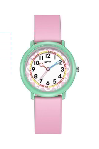 Orologio al quarzo in silicone Flex - Rosa e verde