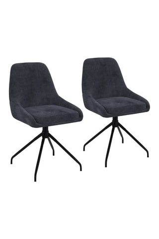 Sedie Olivia girevoli in velluto grigio scuro e piedi metallo neri - Set x 2