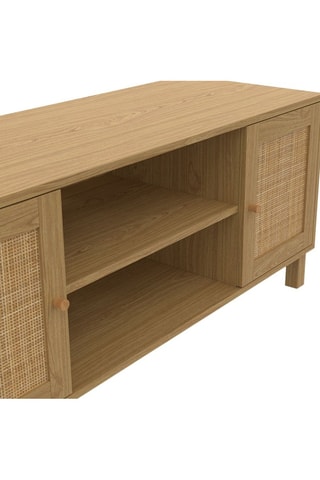 Mobile TV 2 ante Erin - Piedi in pino - Lati in rattan - 115 x 40 x 48 cm