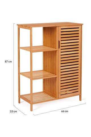 Mobile bagno Maya 1 anta in bambù con mensole laterali