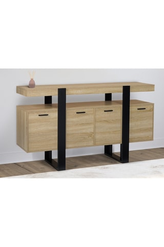 Credenza 4 ante Brixton - Effetto legno e nero