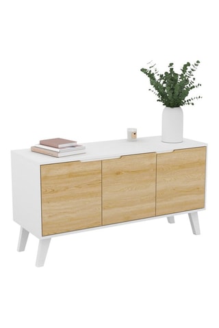 Credenza 3 ante Vigo - Bianco ed effetto legno chiaro