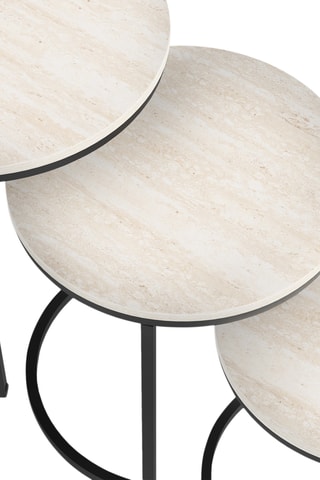 Tavolini Memphis effetto marmo bianco e piedi nero - Set x 3