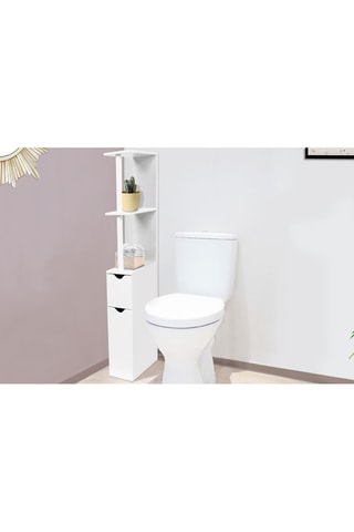 Colonna bagno bianco con mensole + 2 ante bianche 118cm