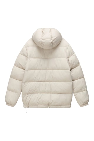 Gewatteerde Jas met Capuchon Box Logo - Beige