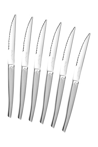 6 Roestvrijstalen 13/10 Vleesmessen Jet Sable - 22,4 cm