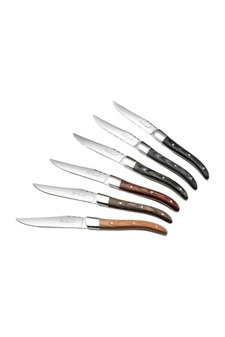 6 Roestvrijstalen Vleesmessen met Houten Heft