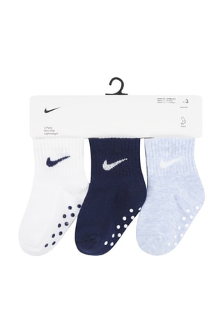 3 paires de chaussettes antidérapantes - Bleu marine et gris clair chiné