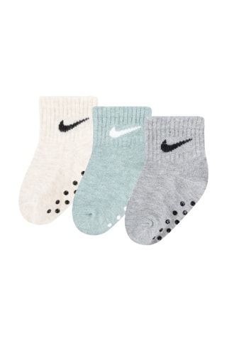 3 paires de chaussettes antidérapantes - Vert et gris clair chiné