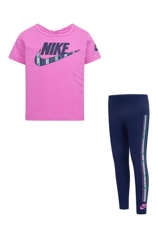 T-shirt et legging de sport Happy Camper - Bleu marine et rose - Nike 