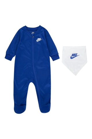 Grenouillère et bavoir - Bleu roi et blanc