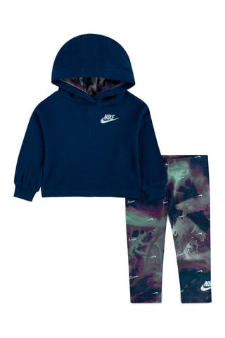 Sweat à capuche et legging tie and dye - Bleu pétrole et violet - Nike