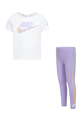T-shirt et legging de sport Happy Camper - Violet et blanc - Nike 