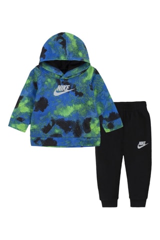 Sweat à capuche tie and dye et pantalon molletonnés - Noir et bleu pétrole