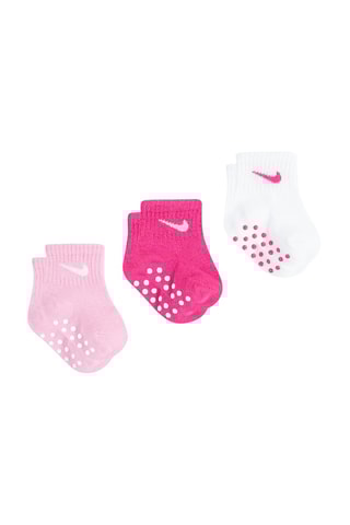 3 paires de chaussettes antidérapantes - Rose clair et blanc