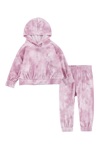 Sweat à capuche et pantalon en velours tie and dye - Rose