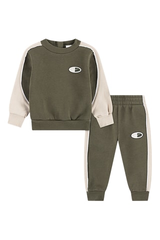 Sweat et pantalon polaires - Vert olive et beige