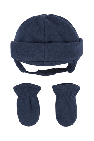 Bonnet et moufles polaires - Bleu marine