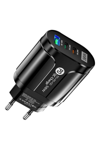 Caricabatteria presa elettrica 58W USB Quickcharge & Double PD USB tipo-C - Nero  