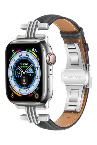 Cinturino in pelle con cinghia pieghevole per Apple Watch 38/40/41 mm - Nero