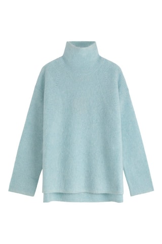 Camisola em lã e lã mohair - Azul-celeste