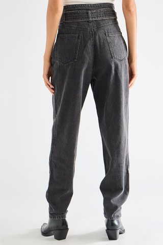 Calças de ganga de cintura alta - Cinzento-escuro