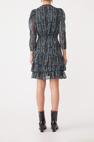 Vestido com folhos - Azul