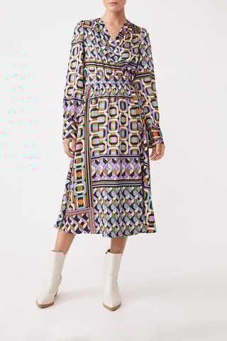 Vestido traçado - Malva e laranja