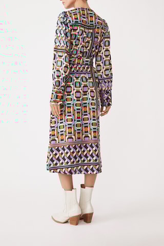 Vestido traçado - Malva e laranja