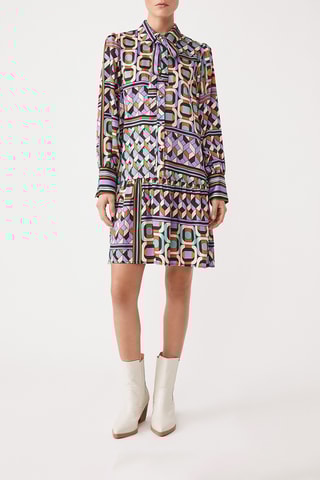 Vestido direito - Malva e laranja