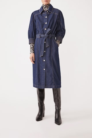 Vestido-camisa de ganga - Azul-escuro