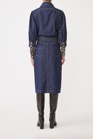 Vestido-camisa de ganga - Azul-escuro