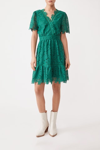 Vestido estilo patinadora em renda - Verde